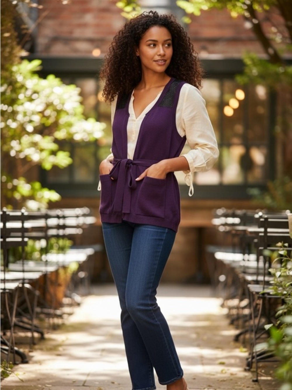 Gap Front Tie Cardigan